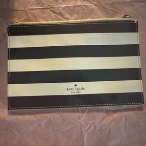 Kate Spade Preowned Black and Cream Striped Makeup Bag